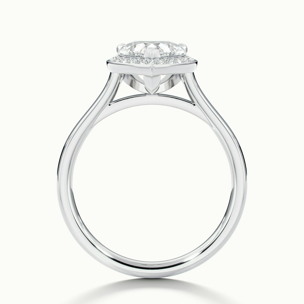 Ruby 4 Carat Heart Halo Lab Grown Diamond Ring in 10k White Gold
