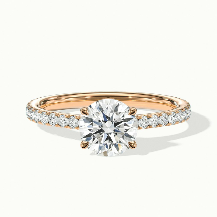 Sarah 2 Carat Round Solitaire Pave Lab Grown Diamond Ring in 14k Rose Gold