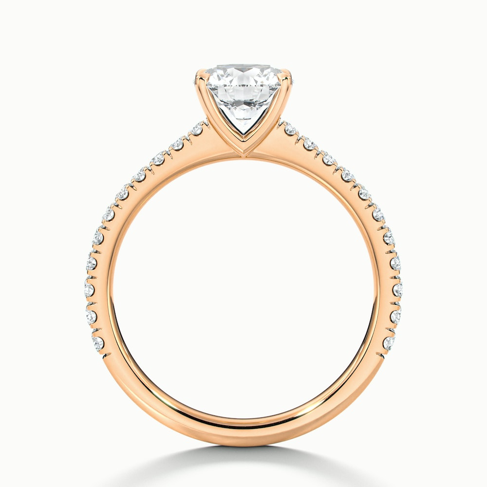 Sarah 1 Carat Round Solitaire Pave Lab Grown Diamond Ring in 10k Rose Gold