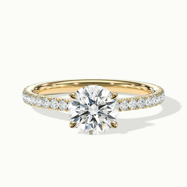 Zola 3 Carat Round Solitaire Pave Moissanite Engagement Ring in 10k Yellow Gold