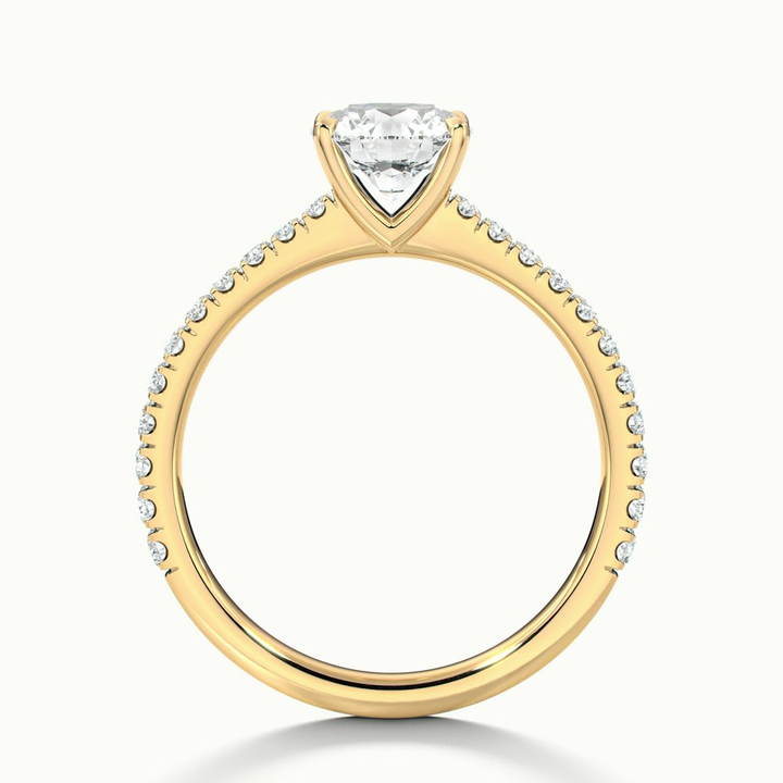 Sarah 2 Carat Round Solitaire Pave Lab Grown Diamond Ring in 14k Yellow Gold