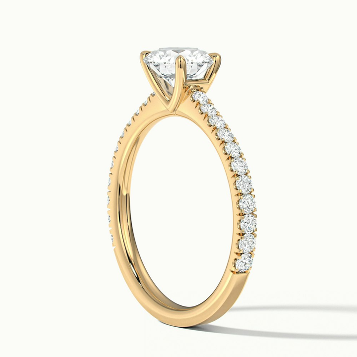 Sarah 2 Carat Round Solitaire Pave Lab Grown Diamond Ring in 14k Yellow Gold