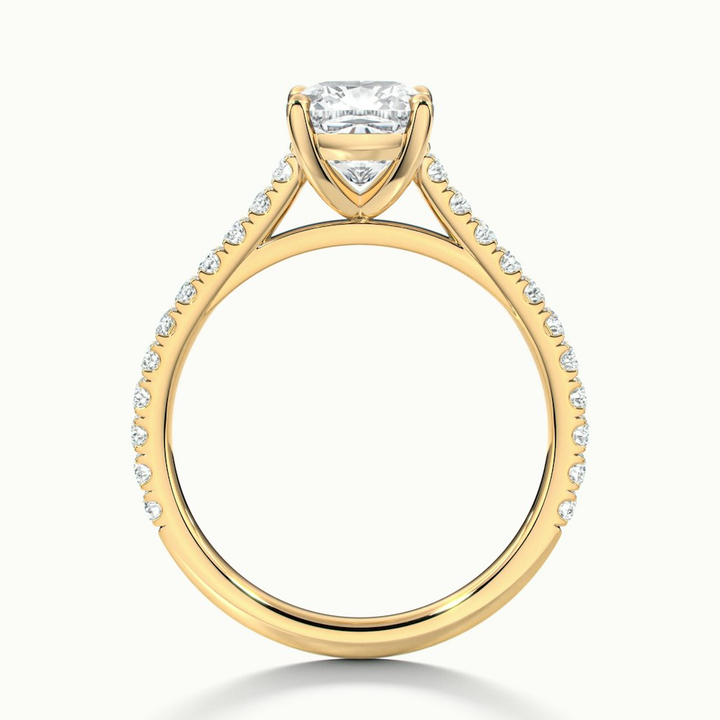 Mary 2 Carat Cushion Cut Solitaire Pave Moissanite Engagement Ring in 10k Yellow Gold
