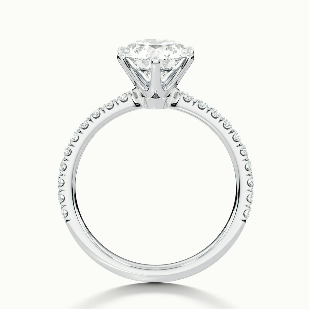 Olive 3 Carat Round Solitaire Pave Lab Grown Diamond Ring in 10k White Gold