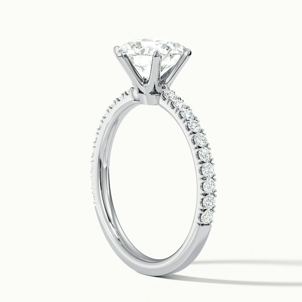 Lyra 1.5 Carat Round Solitaire Pave Moissanite Engagement Ring in 10k White Gold