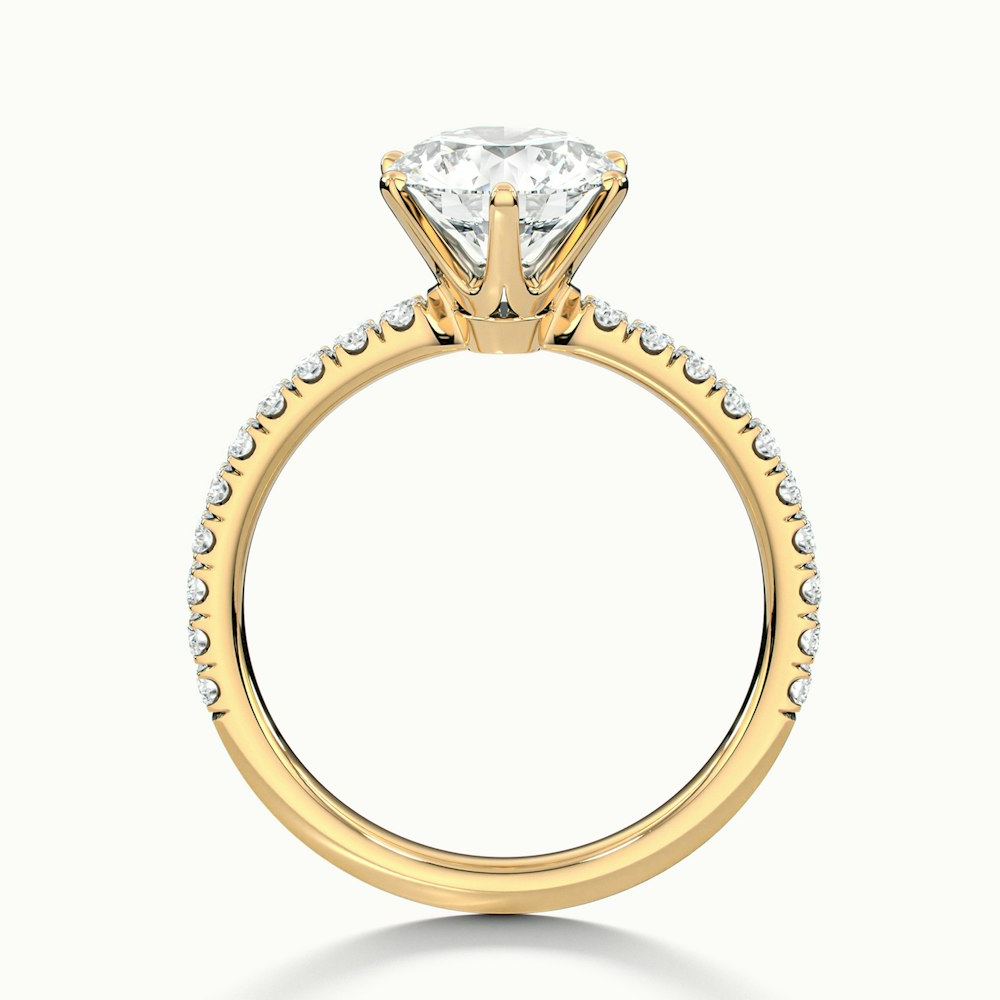 Lyra 3 Carat Round Solitaire Pave Moissanite Engagement Ring in 10k Yellow Gold