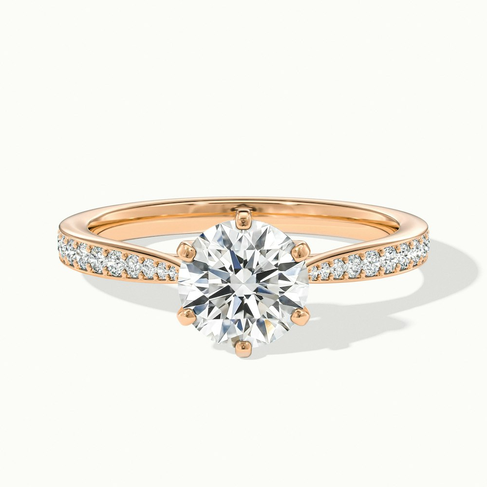 Esha 1 Carat Round Solitaire Pave Moissanite Diamond Ring in 10k Rose Gold
