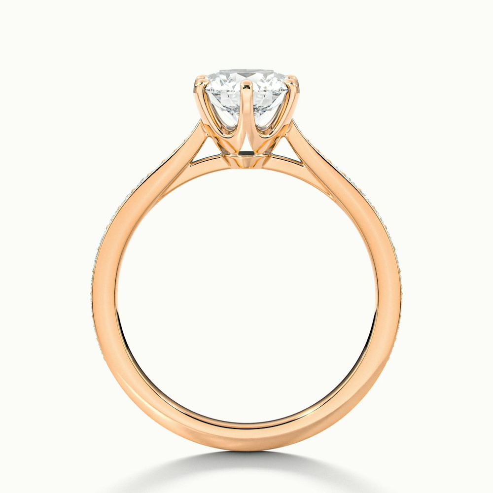 Mia 1 Carat Round Solitaire Pave Lab Grown Engagement Ring in 10k Rose Gold