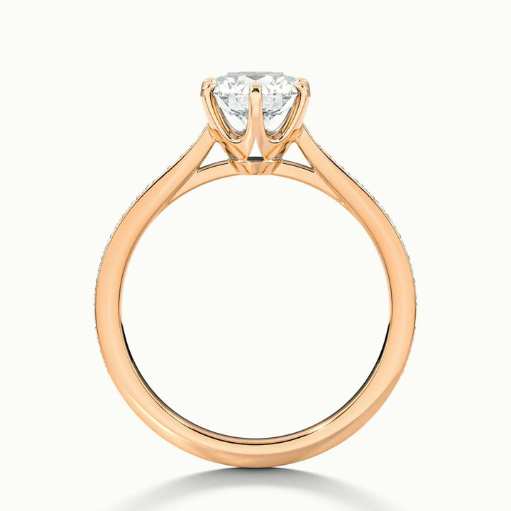 Esha 3.5 Carat Round Solitaire Pave Moissanite Diamond Ring in 10k Rose Gold