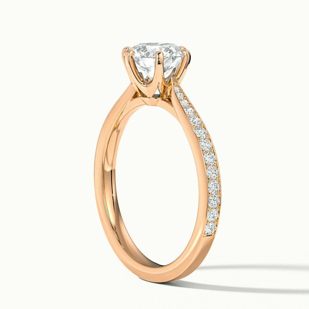Esha 4 Carat Round Solitaire Pave Moissanite Diamond Ring in 14k Rose Gold