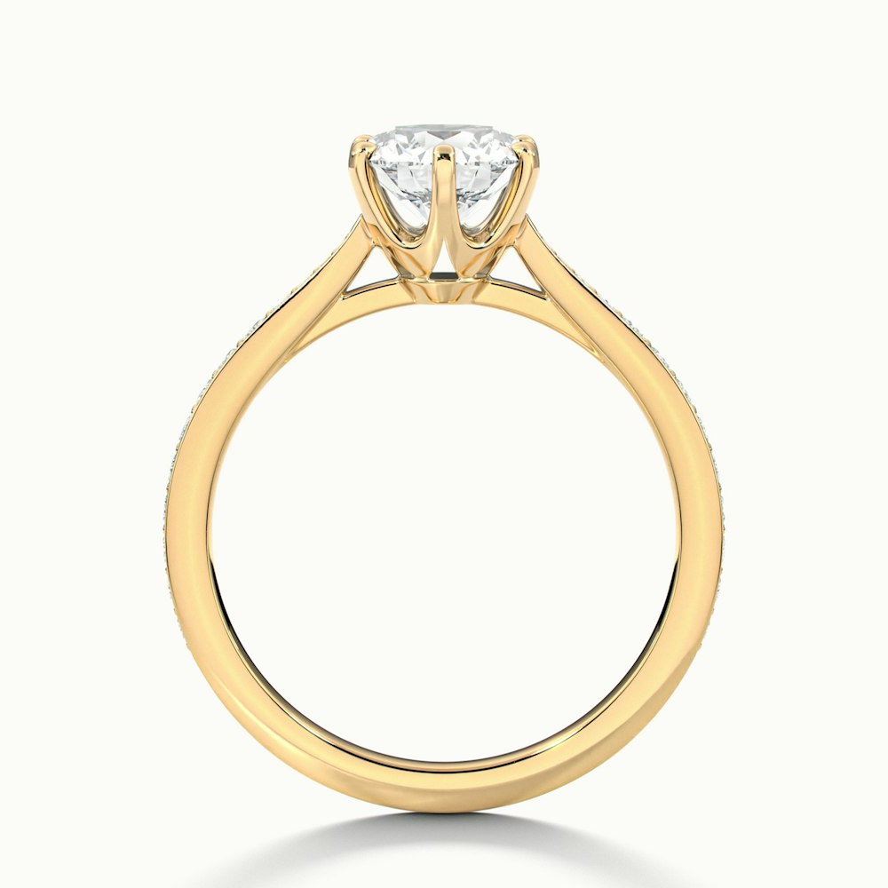 Esha 1 Carat Round Solitaire Pave Moissanite Diamond Ring in 10k Yellow Gold